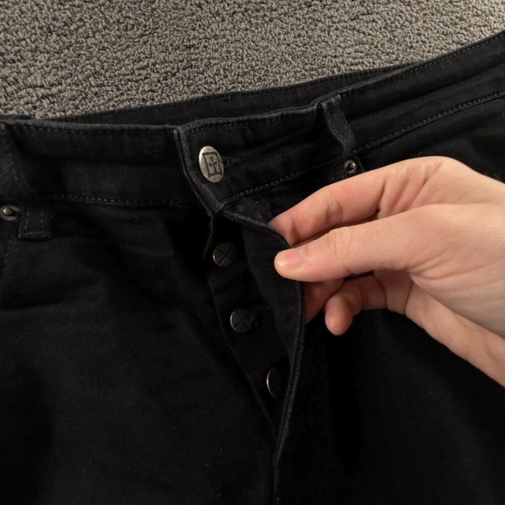 Ksubi Black Stretch Tapered Denim Jeans Button Fly Designer Size 34x32 Adult - Picture 9 of 16